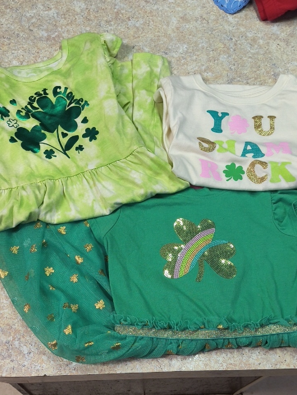 Girls St. Patrick's Day Shamrock Dress Set X2 And Shirt Size 5T